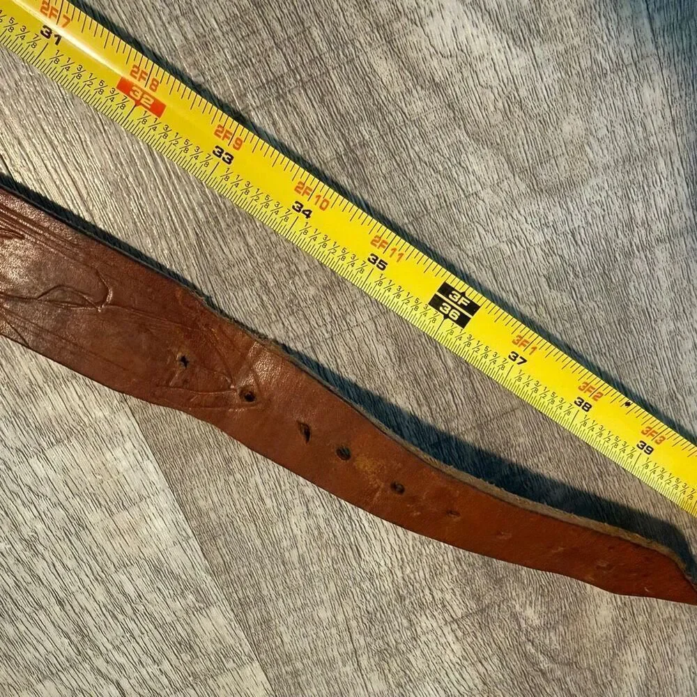 Vintage Brown Leather Bullet Circle Western Cowboy Belt 33”-36” Leather Southwes
